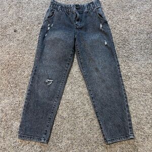 Women’s High Rise Mom Jeans, Distressed Black Jeans